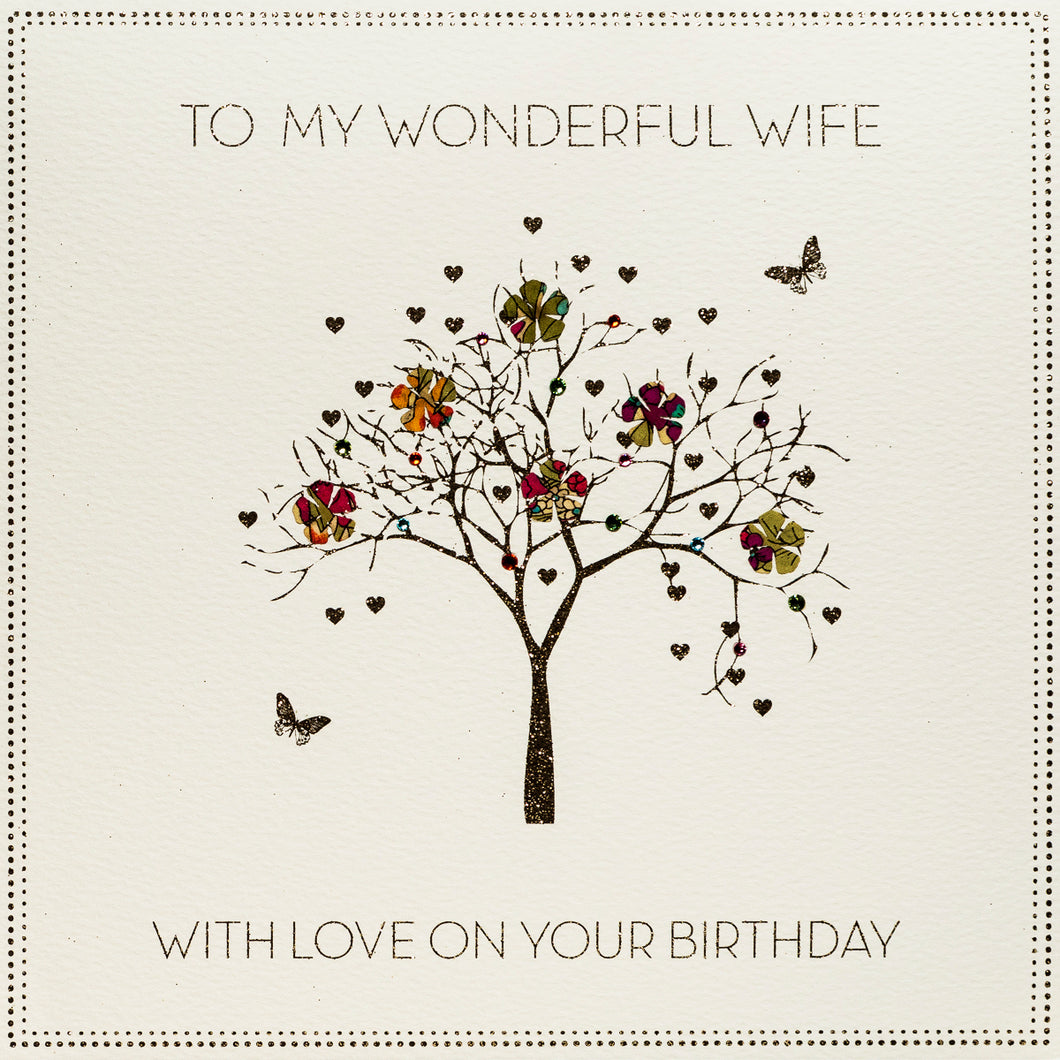 To My Wonderful Wife With Love on Your Birthday Large Card (21 x 21 cm)