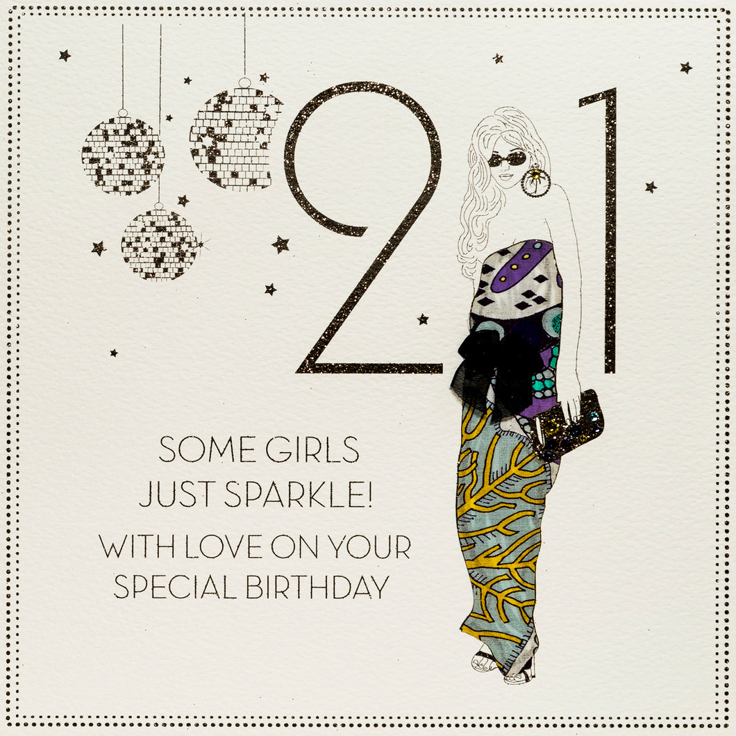 21 Some Girls Just Sparkle! With love on your Special Birthday (Large card 21 x 21 cm)