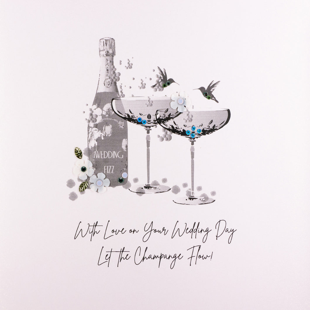 With love on Your Wedding Day, Let the Champagne Flow! Large Card (21 x 21 cm)