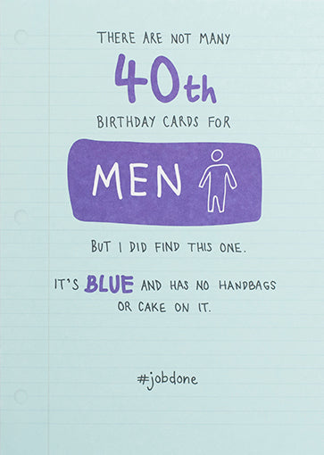 There are not many 40th Birthday Cards for Men